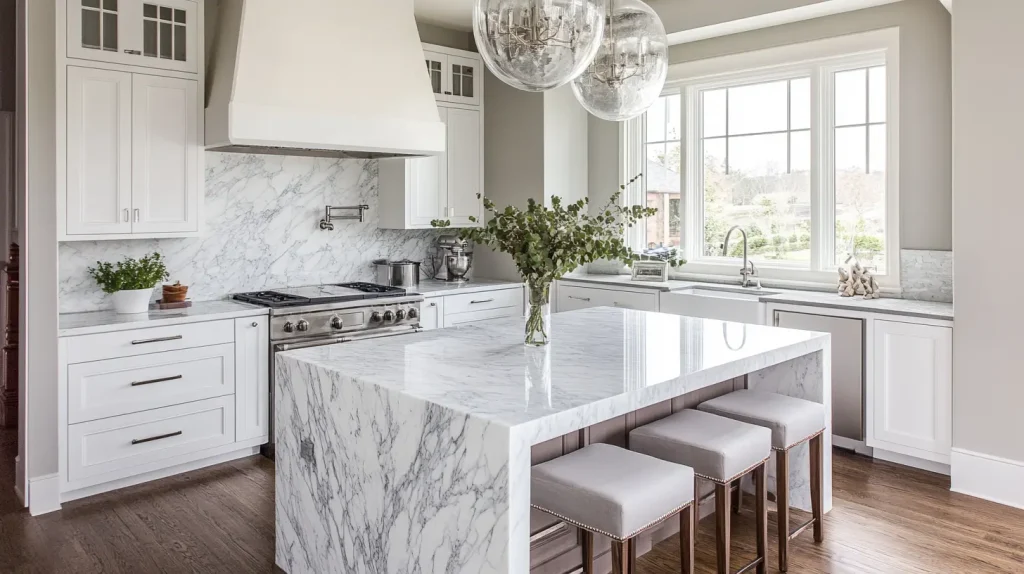 Top 20 White Kitchen Cabinets Ideas for 2025 10 White Kitchen Cabinets with Marble Countertops