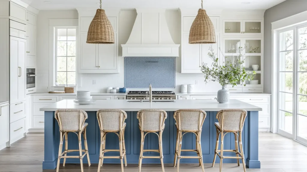 Top 20 White Kitchen Cabinets Ideas for 2025 12 White Cabinets with Blue Accents for a Coastal Feel