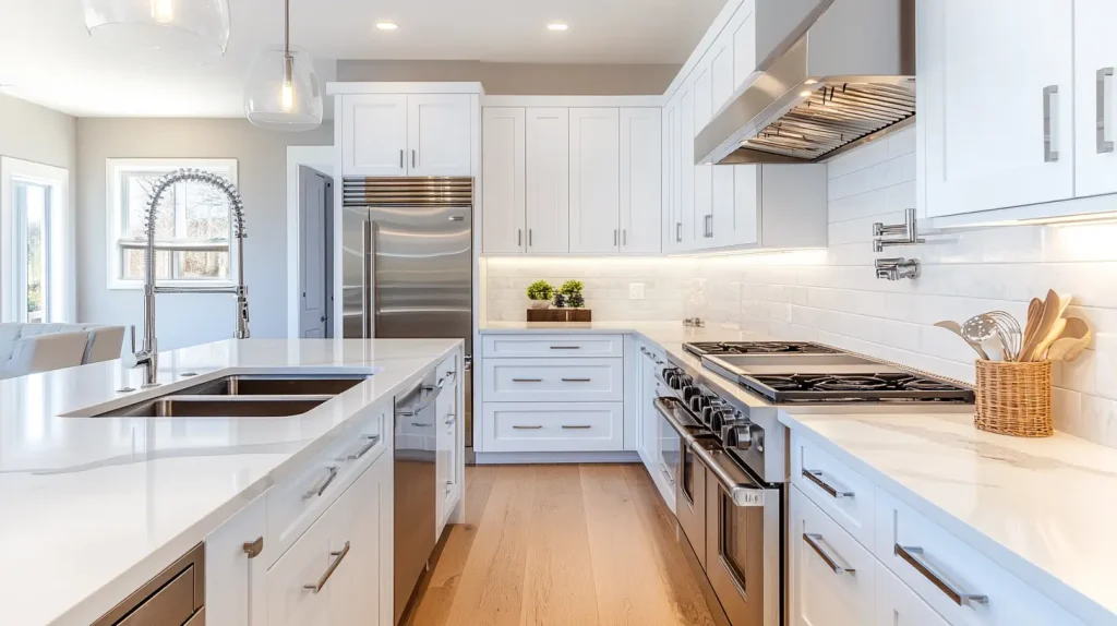 Top 20 White Kitchen Cabinets Ideas for 2025 13 Modern White Cabinets with Stainless Steel Range Hood