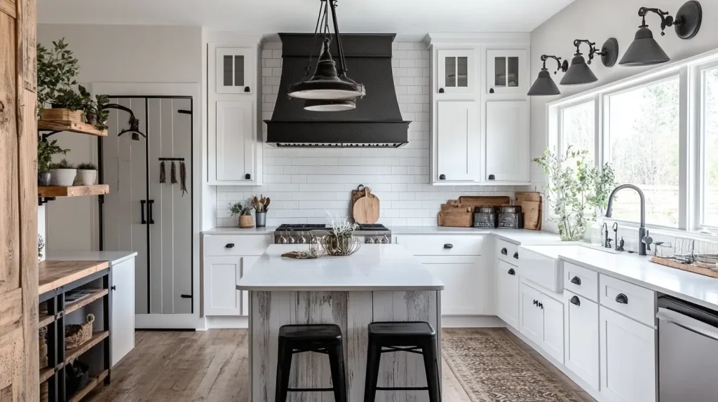 Top 20 White Kitchen Cabinets Ideas for 2025 16 Rustic White Cabinets with Black Hardware