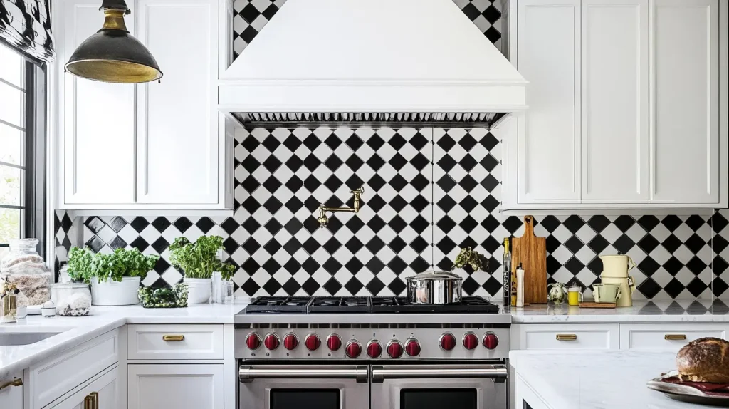 Top 20 White Kitchen Cabinets Ideas for 2025 18 White Cabinets with Black and White Backsplash
