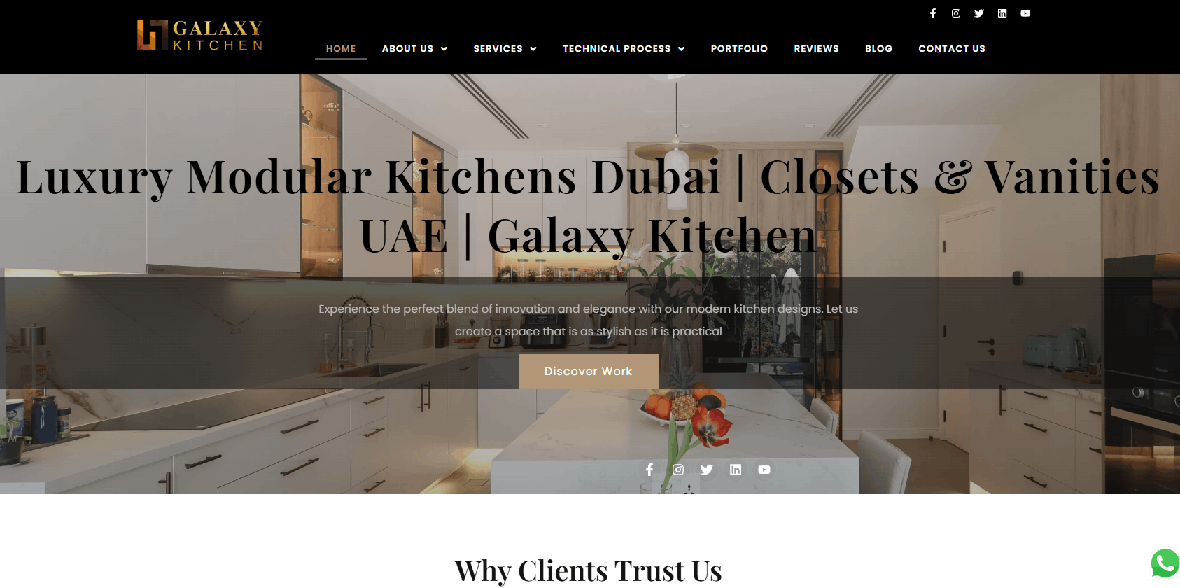 8 Recommended Best Custom Cabinet Companies in Dubai 2 galaxy kitchen homepage screenshot