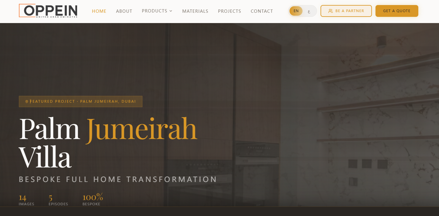 Top 10 Custom Kitchen Cabinet Suppliers in the Middle East (2025) 2 oppoein ae homepage screenshot