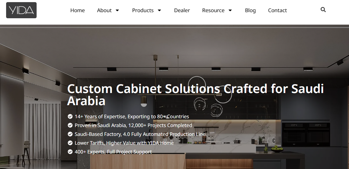 Top 10 Best Kitchen Cabinet Manufacturers in Saudi Arabia with Quality and Style 10 yida kitchen website screenshot