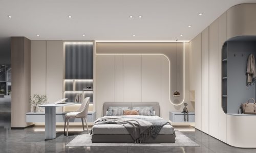 wardrobes Manufacturer 7 Cozy study and bedroom combo with stylish custom furniture and practical design.