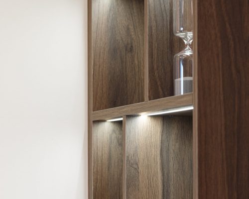 Zemun Stan Whole House custom in Serbia 8 Detailed shot of a custom cabinet door in the Zemun stan apartment whole house custom project.