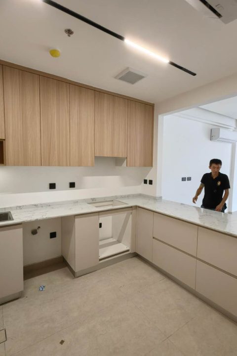 169 Sets Modern Minimalist Apartment Custom Cabinets Project in Dammam 3 dammam-custom-cabinets-u-shaped-kitchen-light-wood-tone-with-beige-4