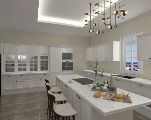 Farmhouse Style White Kitchen Cabinets with Quartz Countertop: A Timeless Kitchen Design 3 farmhouse-style-white-kitchen-cabinets-with-island